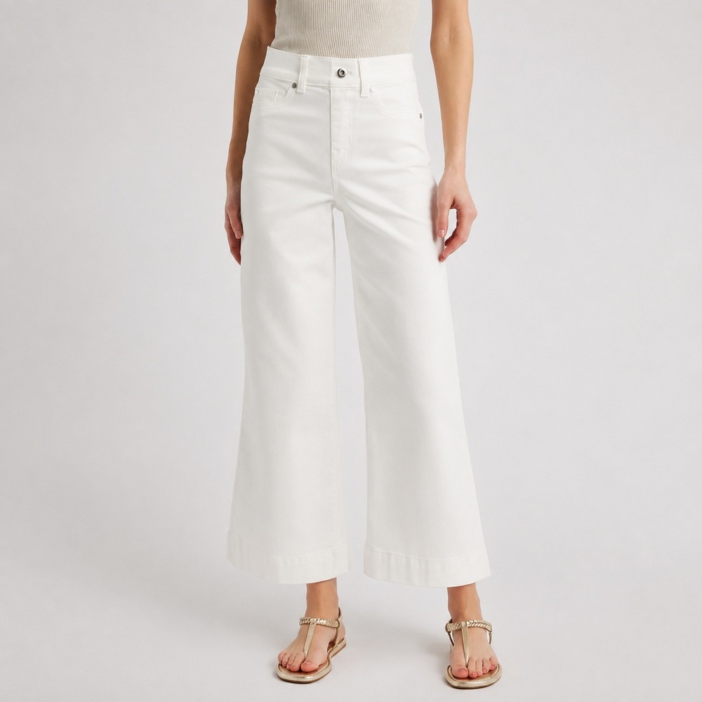 SPANX SPANXshape EveryWear Cropped Wide Leg Jeans XL White Minimalist Chic